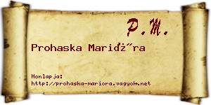Prohaska Marióra névjegykártya
